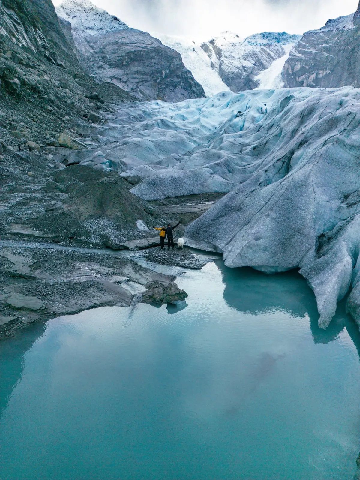 Aerial view of a glacier lake