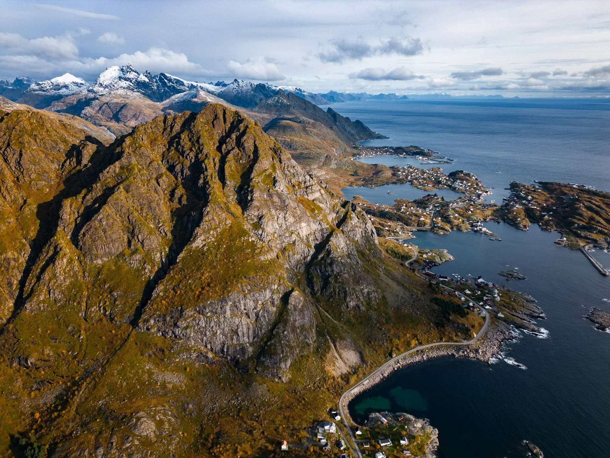 Mountains and fjord seen from above, Lofoten